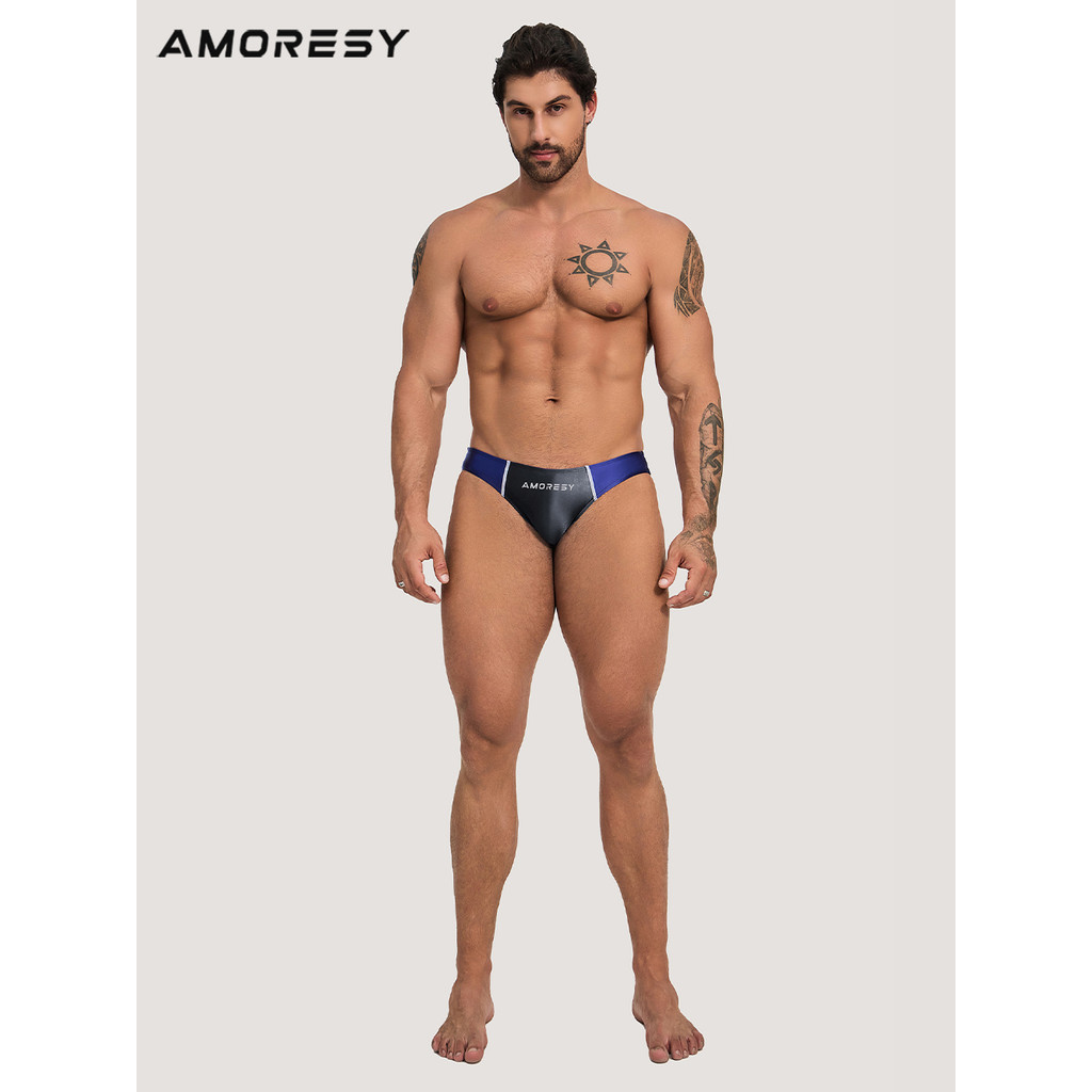 Quần đùi thể thao AMORESY - thoáng khí, spandex, ice silk, mặt ngoài bóng