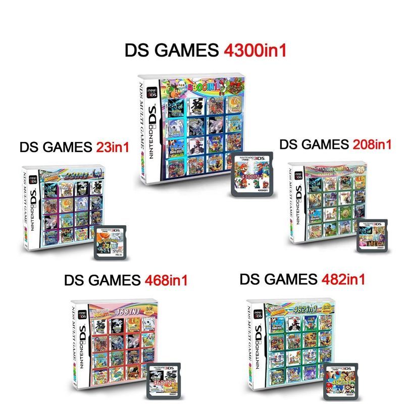 NDS Game Cassette 482IN1 / 4300IN1 Phiên bản tiếng Anh NDS / 2DS / 3DS Universal DS Game Collection 