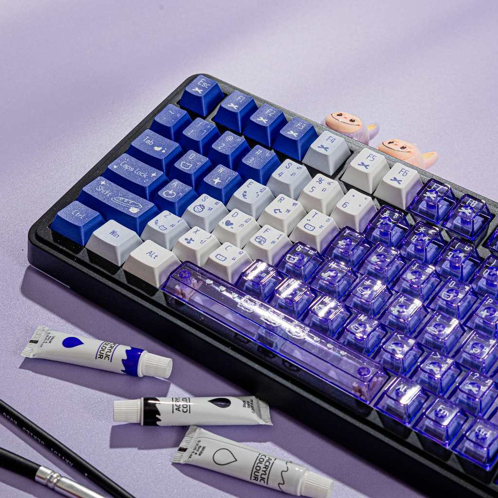 Ume Purple Keycaps PBT + PC Shine Through Purple White Transparent Cherry DIY Tùy chỉnh cho tất cả M