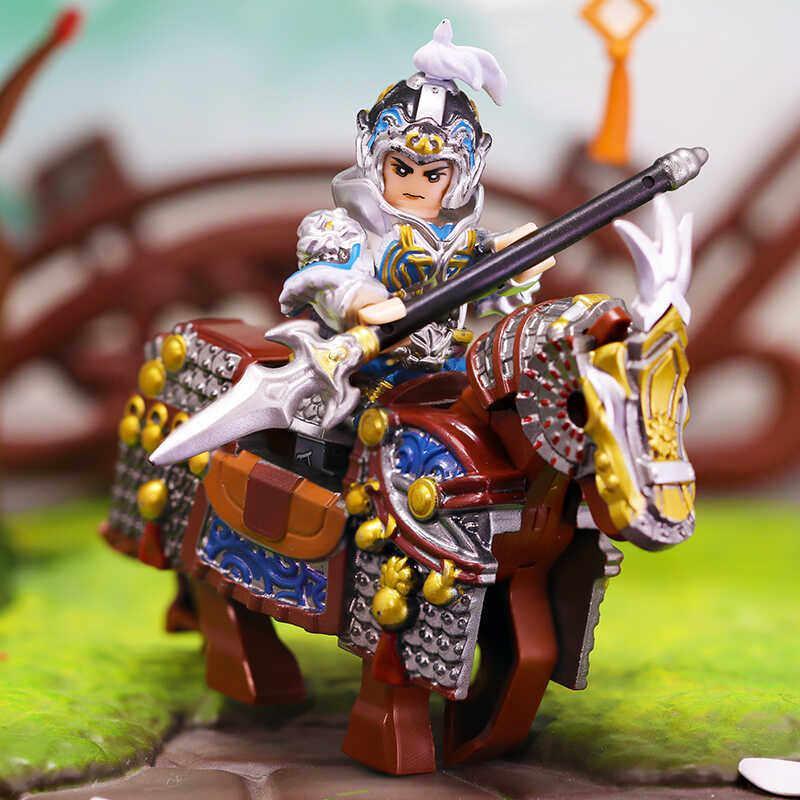 Khối xây dựng Ba Vương quốc Warlord Zhao Yun Zhao Zilong Lu Bu Áo giáp búp bê Lắp ráp giáo dục Chiến