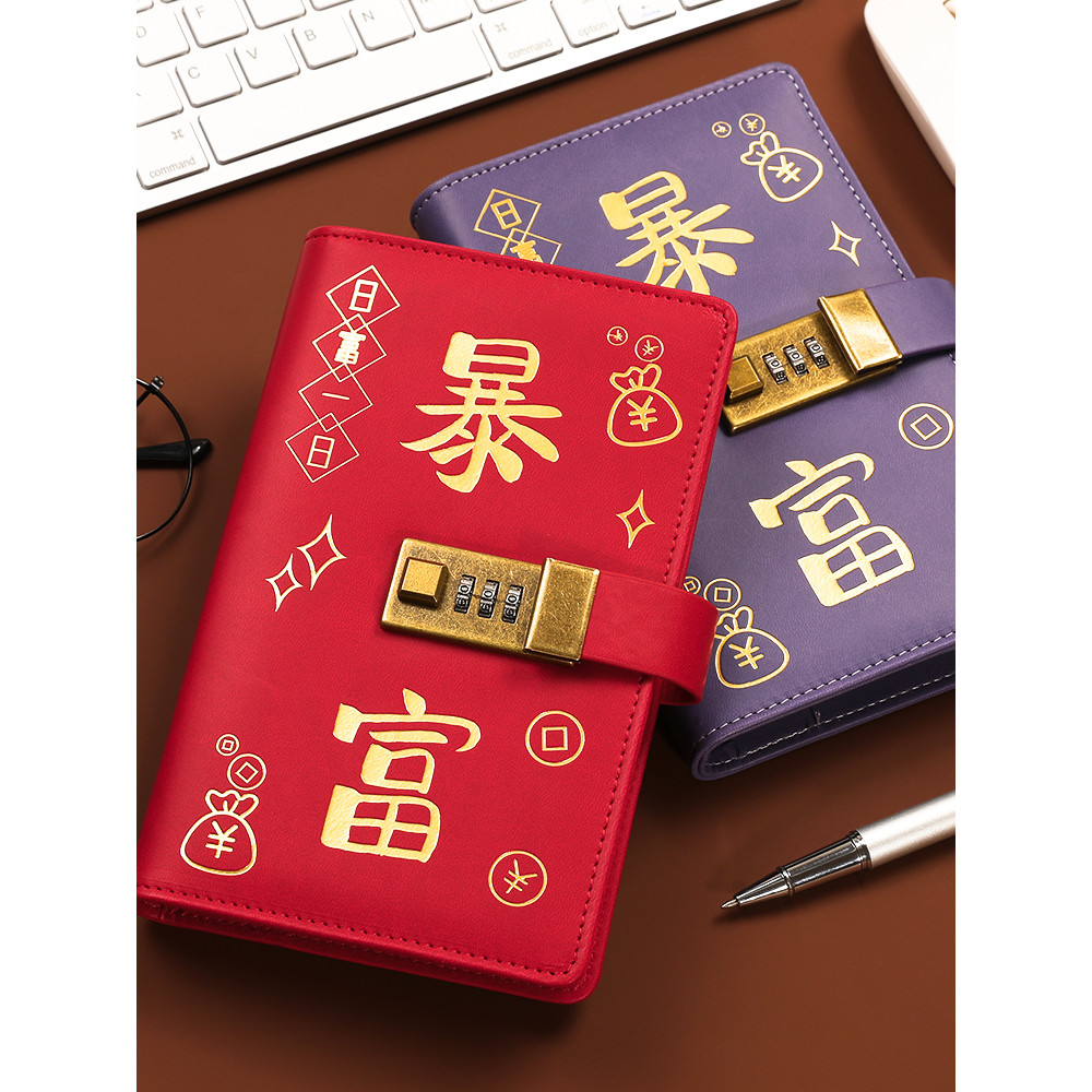 ☸Get-Rich Instantly Loose-Leaf Savings & Expense Notebook Hộ gia đình Sách bảo vệ mật khẩu Kẹp tiền 