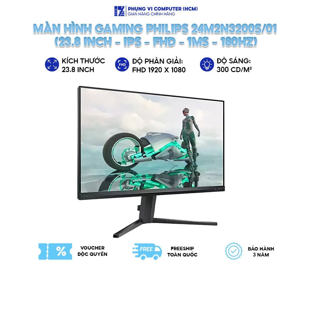 Màn Hình Gaming Philips 24M2N3200S/01 23.8 Inch IPS FHD 180Hz 1ms, Màn Hình Máy Tính Chơi Game, Chín