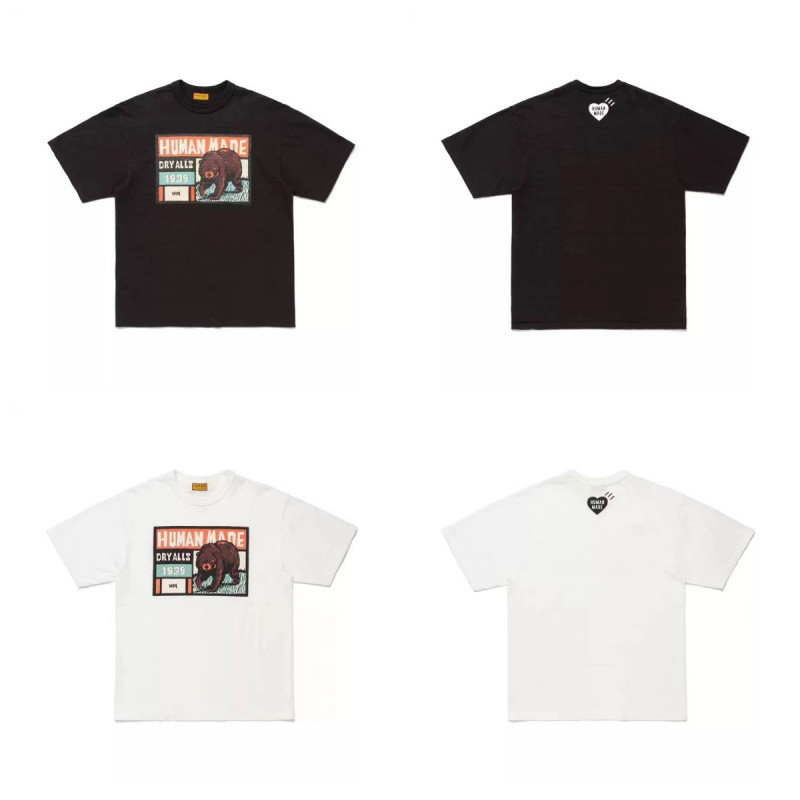 EDOR Spot Goods [Daily Order]HUMAN HM Japanese-style bamboo cotton short-sleeve shirt T Cute cartoon