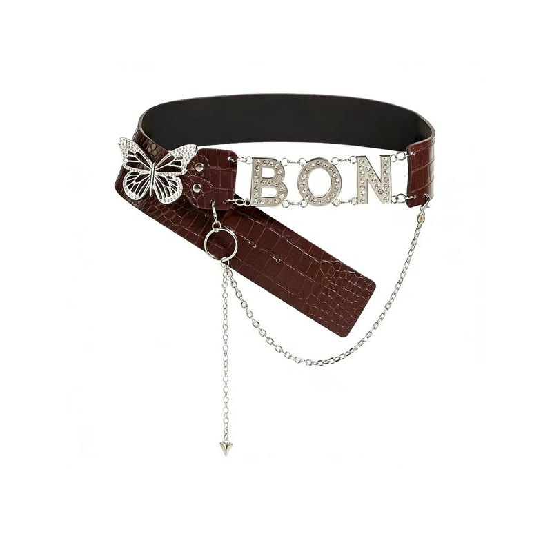 thắt lưng y2k quần hiphop y2k y2k outfit Phong Cách Mới y2k Flash Kim Cương Bướm Khâu Phong Cách Phư