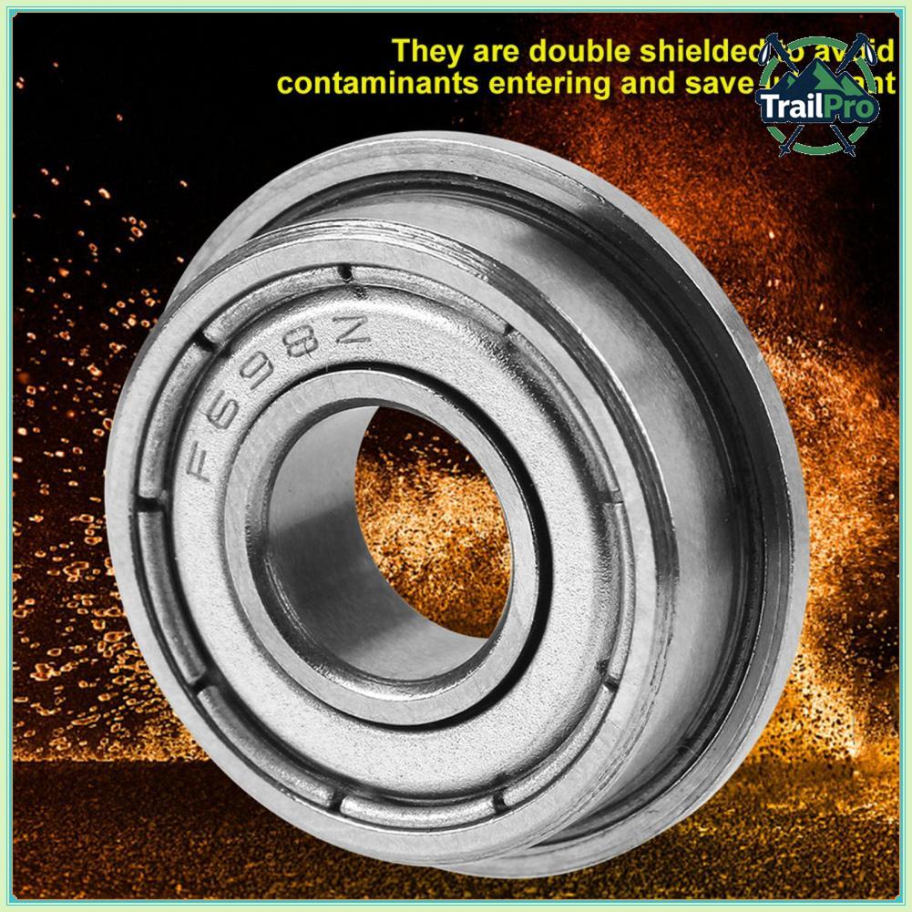 TrailPro Vòng bi mặt bích 10 Bộ F698ZZ Bóng được che chắn đôi 8 × 19 6mm / 0,3 0,7 0,2in Bộ vòng bi