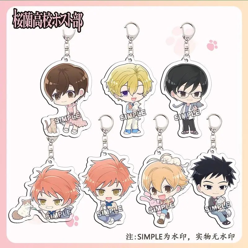 Móc khóa Anime Ouran High School Host Club Haruhi Tamaki mica acrylic chibi trang trí Club Trai Đẹp 