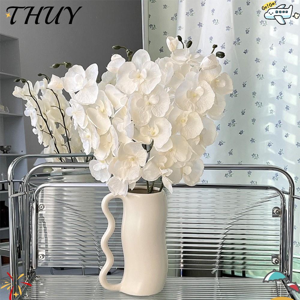 THUY Faux Flower, DIY Silk Nhân Tạo Bướm Lan, 8 Đầu 68cm Phalaenopsis Flower Home