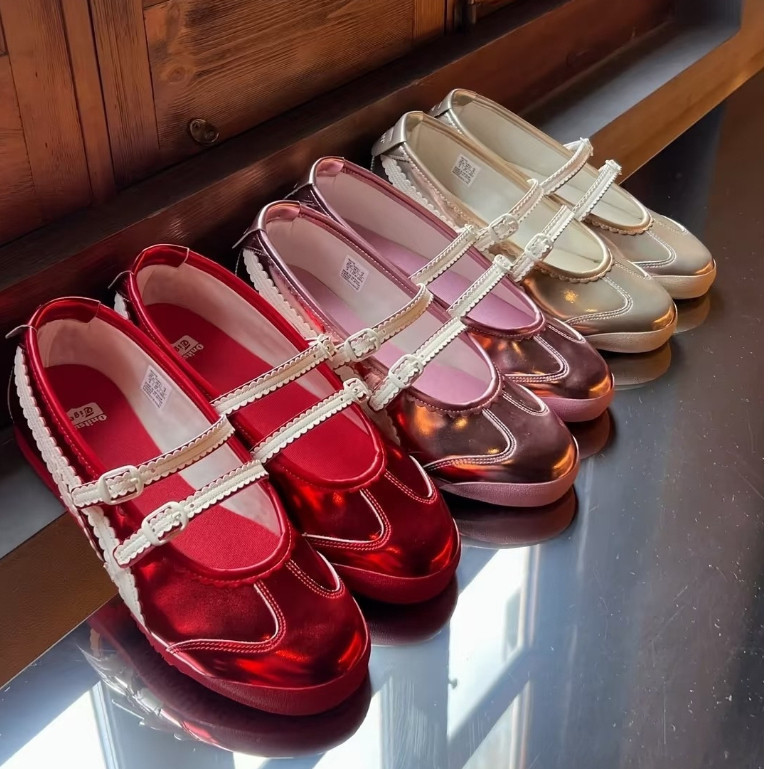Mexico 66 TGRS Onitsuka Tiger Mary Jane Ballet Flats Thoải mái Slip-On Đi lại hàng ngày Thời trang đ