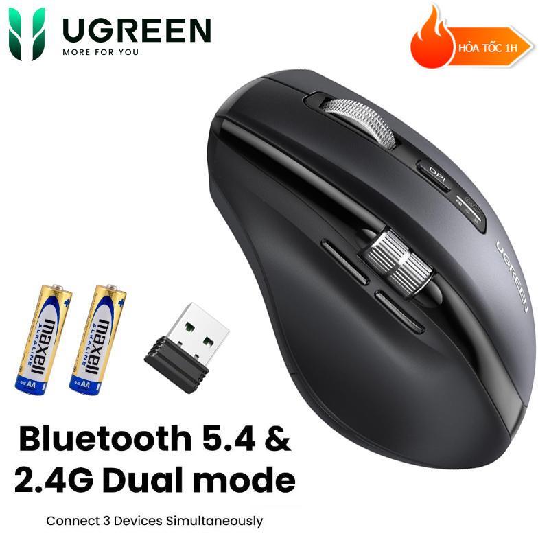 Chuột không dây Ugreen 55375 M751, Bluetooth 5.4 & Wirelless 2.4GHz 5000DPI 5 cấp độ - KÈM 2PIN