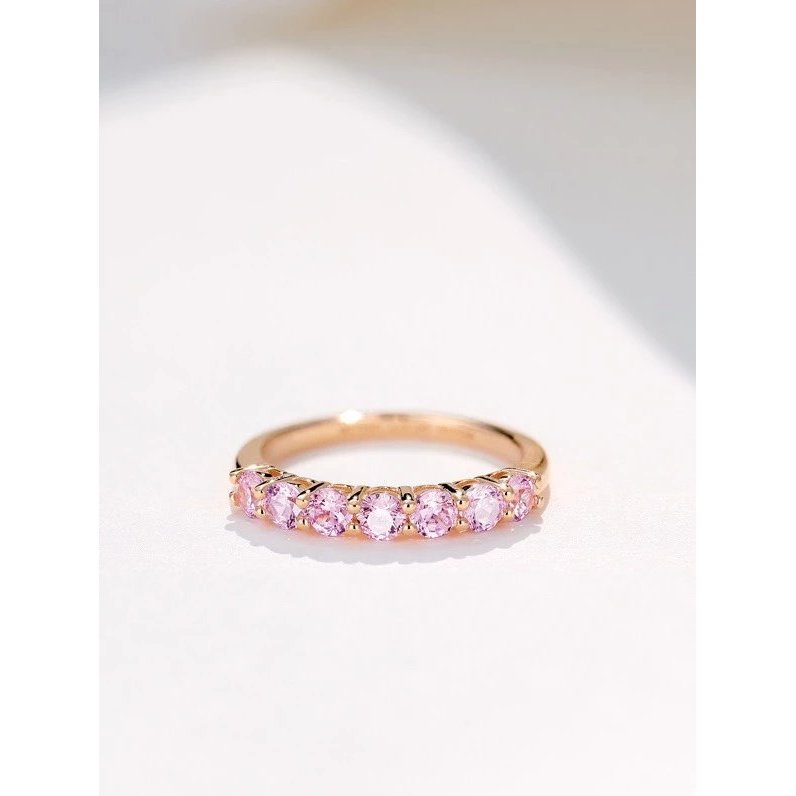 Seiko Phiên Bản 7 Kim Cương Nửa Vòng Hàng Kim Cương Nhẫn 999 Bạc Hồng Kim Cương Hoa Hồng Vàng Nửa Nh