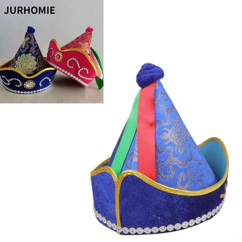 Mũ Mông Cổ JURHOMIE, Mũ Hiệu Suất Thoáng Khí Màu Xanh Kỳ Lạ, Chất Lượng Cao Phong Cách Dân Tộc Truyề
