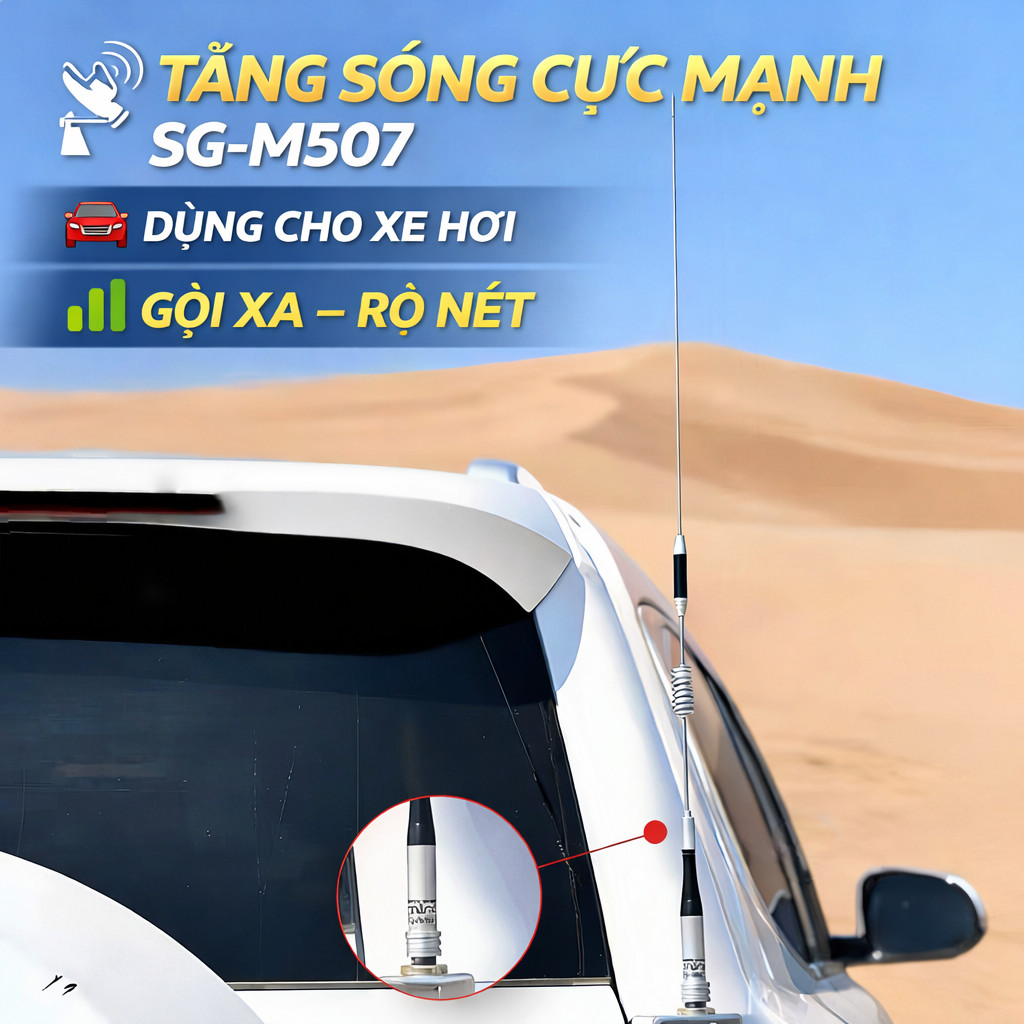Ăng Ten Bộ Đàm Ô Tô SG-M507 Dài 74cm | 144/430MHz | Tăng Cường Sóng Xa, Ổn Định