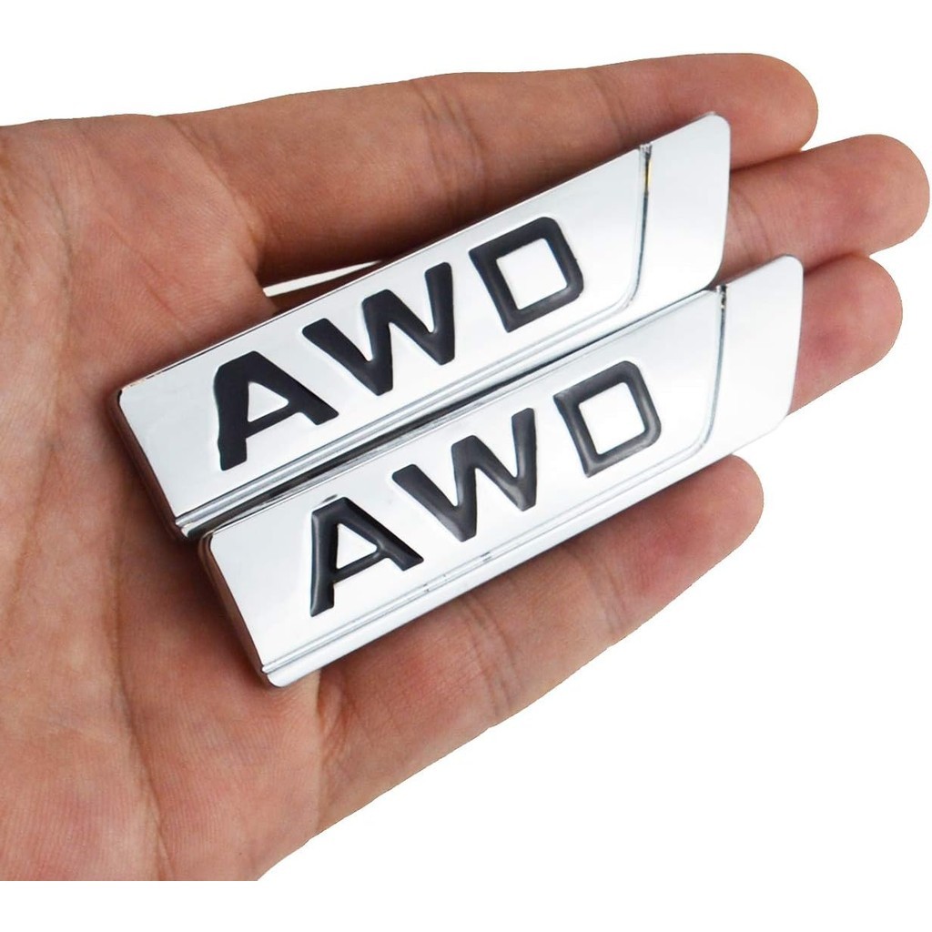 2x Kim Loại Thân Xe Ô Tô Awd Biểu Tượng 3D Huy Hiệu Fender Thể Thao Miếng Dán Decal Logo Biển Tên Th