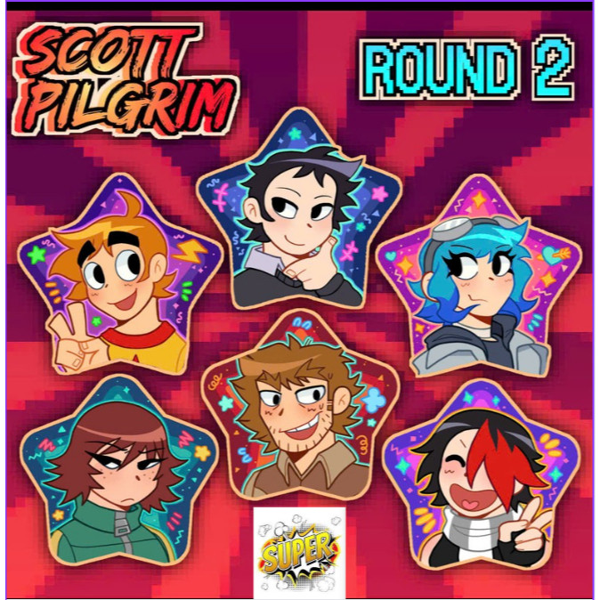 Pop điện thoại  Scott Pilgrim Takes Off Pinback Buttons - Wallace Wells, Scott Pilgrim, Ramona Flowe