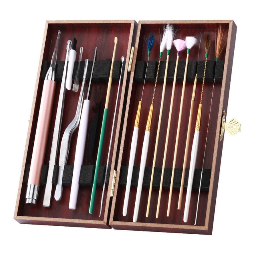 YFFSFDC LED Ear Picker Set - 18-piece ear cleaning kit with tweezers, storage case, and LED lights. Ideal for kids, seniors, and home use. Convenient and portable!