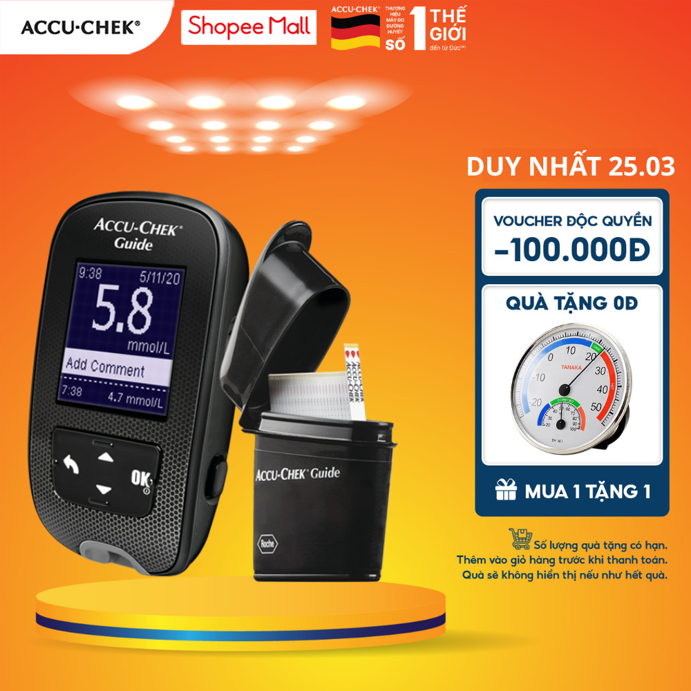 [Bảo Hành Trọn Đời] Máy Đo Đường Huyết ACCU-CHEK Guide Kèm Hộp 50 Que Thử Đường Huyết ACCU-CHEK Guide