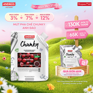 Mứt Pha Chế Anh Đào - Có miếng trái cây thật - Nguyên liệu pha chế - ANDROS CHUNKY - 1kg