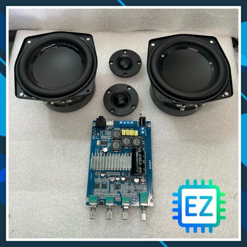 Combo tự rap loa 2.0 100W, mạch gemaudio 2.0 + 2củ bb2+ 2treb lụa kèm tụ