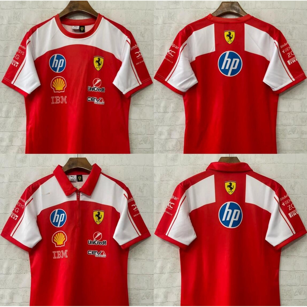 Áo sơ mi ngắn tay Ferrari đỏ, phù hợp cho người hâm mộ Formula 1