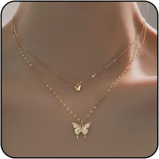 Sora Tuki Lớp Vòng Cổ Bướm Cho Nữ Dainty Choker Dây Chuyền Hợp Thời Trang Bướm Trang Sức