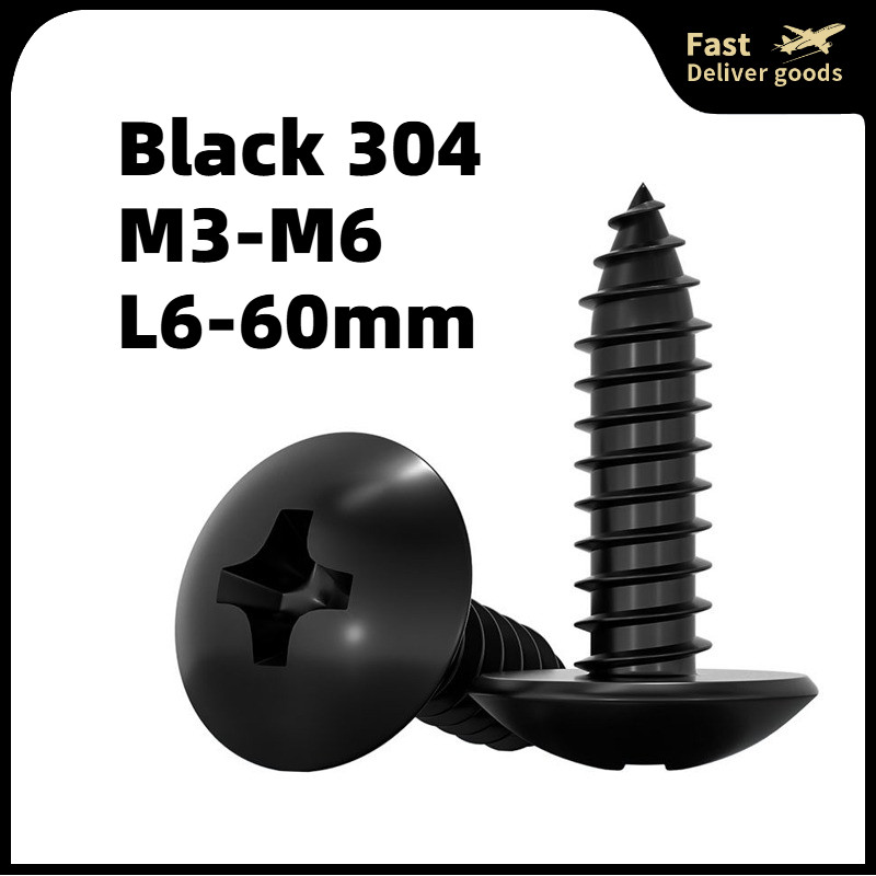 Ốc Vít Đầu Tròn Bằng Thép không gỉ 304 màu đen M3 / M3.5 / M4 / M4.2 / M5 / M6 Chuyên Dụng  / Black 