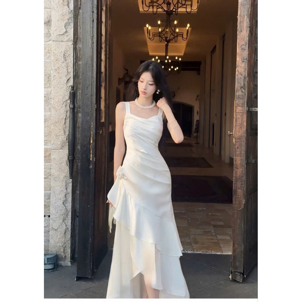 L'Amour Boutique  DP17 ĐẦM PHI 2 DÂY XÉO TÀ ĐÍNH HOA CỰC SANG