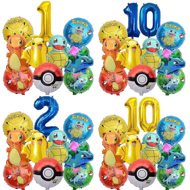 5-11 Chiếc Pokemon Bóng Bộ Pikachu Bóng Bay Với 32 Inch Vàng Màu Xanh Lá Bóng 1-13Years Cho Trẻ Em T