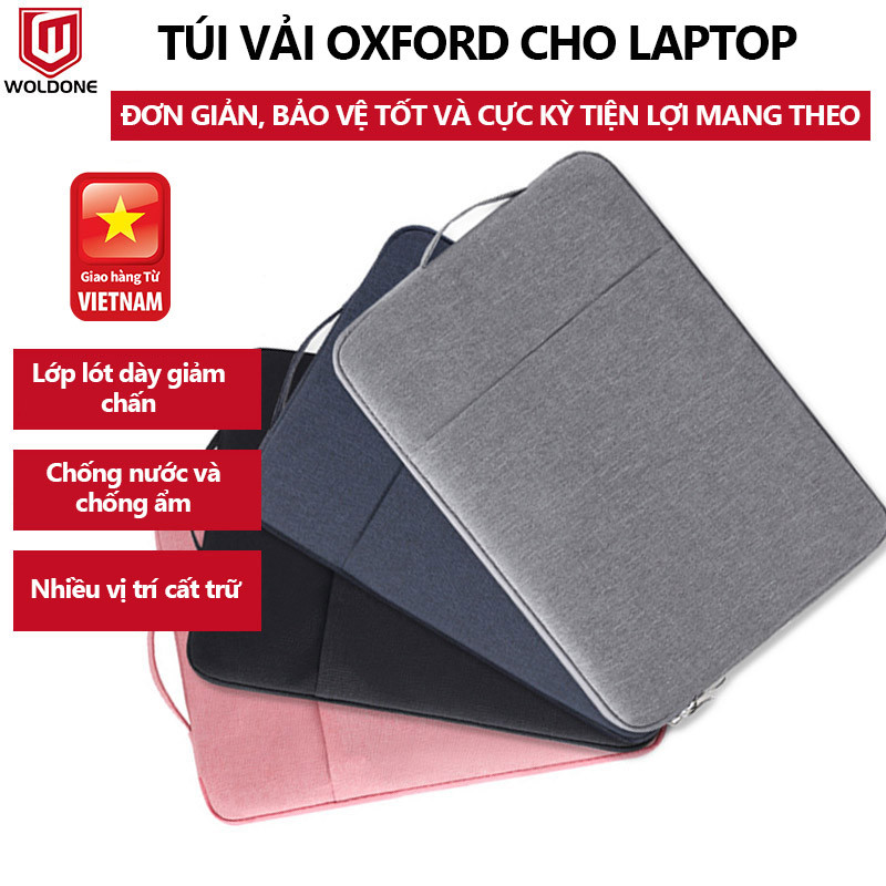 Túi đựng laptop vải oxford cho macbook air pro 11 12 13 14 15 16 inch Chống sốc dày