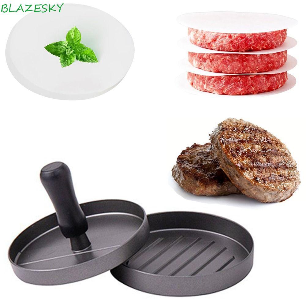 Máy ép thịt Hamburger BLAZESKY, Khuôn kẹp thịt bằng nhôm chống dính, 100 tờ giấy Patty với 100 tờ gi
