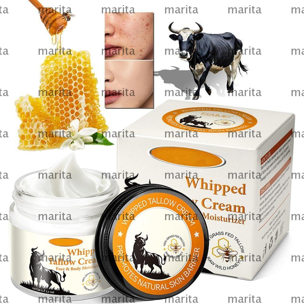 MARITA 60ml Tallow and Honey Balm, Kem dưỡng ẩm bò Tallow, Dầu dừa ép lạnh Whipped Tallow Honey Balm