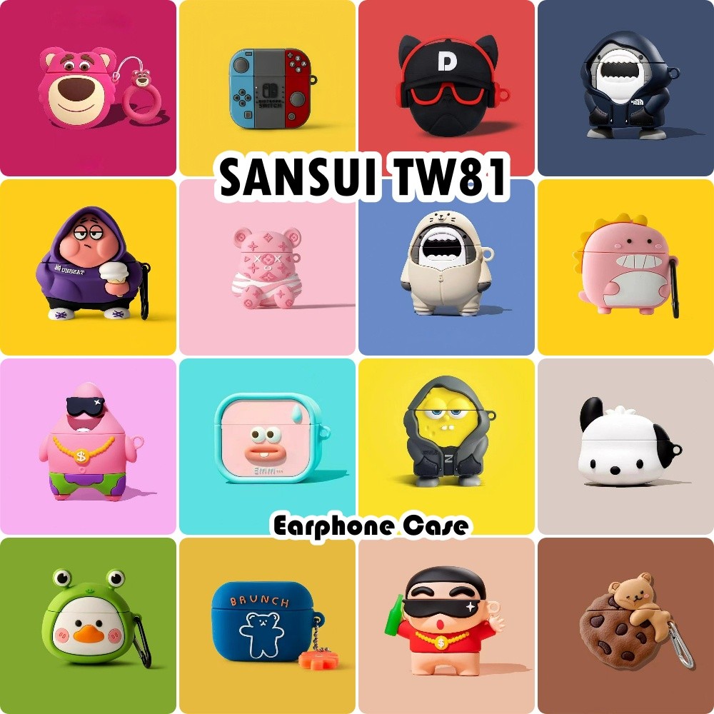 HÀNG CÓ SẴNDành cho Ốp lưng SANSUI TW81 Vỏ tai nghe silicon mềm hoạt hình dễ thương