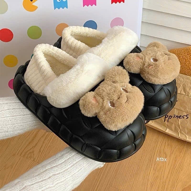 Dép Sục Lót Lông Gấu Đáng Yêu | Lót Lông Tháo Rời Tiện Lợi | Maxhome Gia Dụng