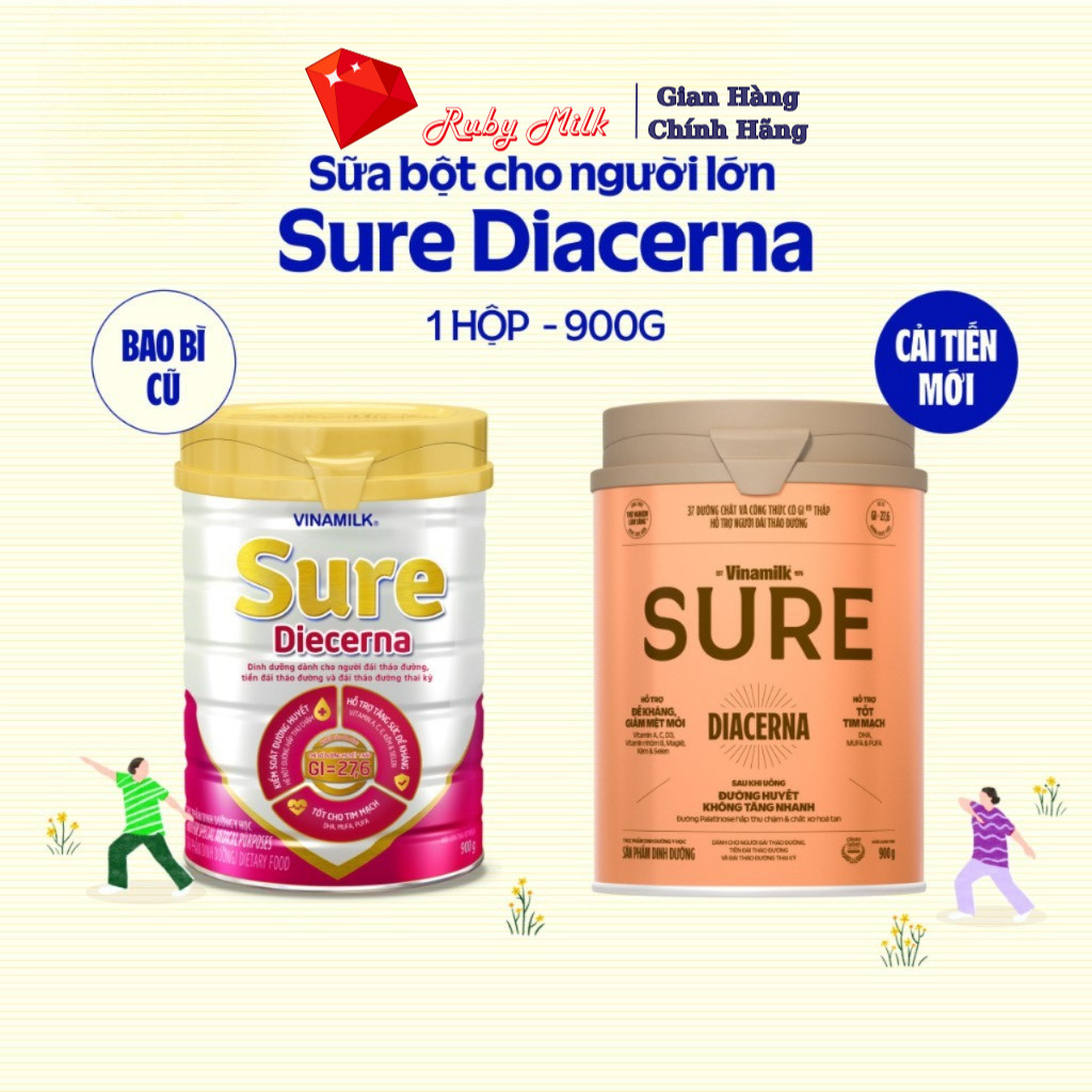 Sữa bột Vinamilk Sure Diecerna 900g Dinh Dưỡng Cho Người Bệnh Tiểu Đường