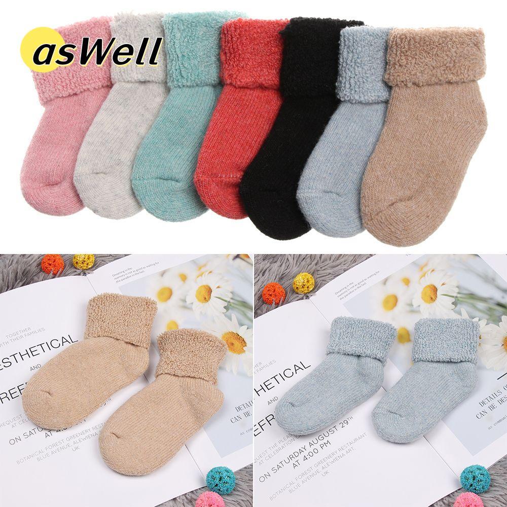 ASWELL Childen Baby Stocking Winter Soft Candy Colors Tất sàn tuyết