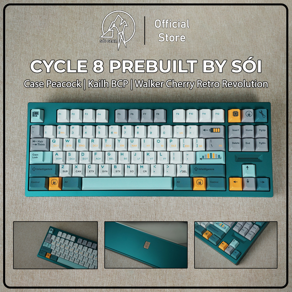 [Prebuilt by Sói] Cycle 8 Peacock - Switch Kailh BCP - Keycap Walker Cherry Retro Revolution