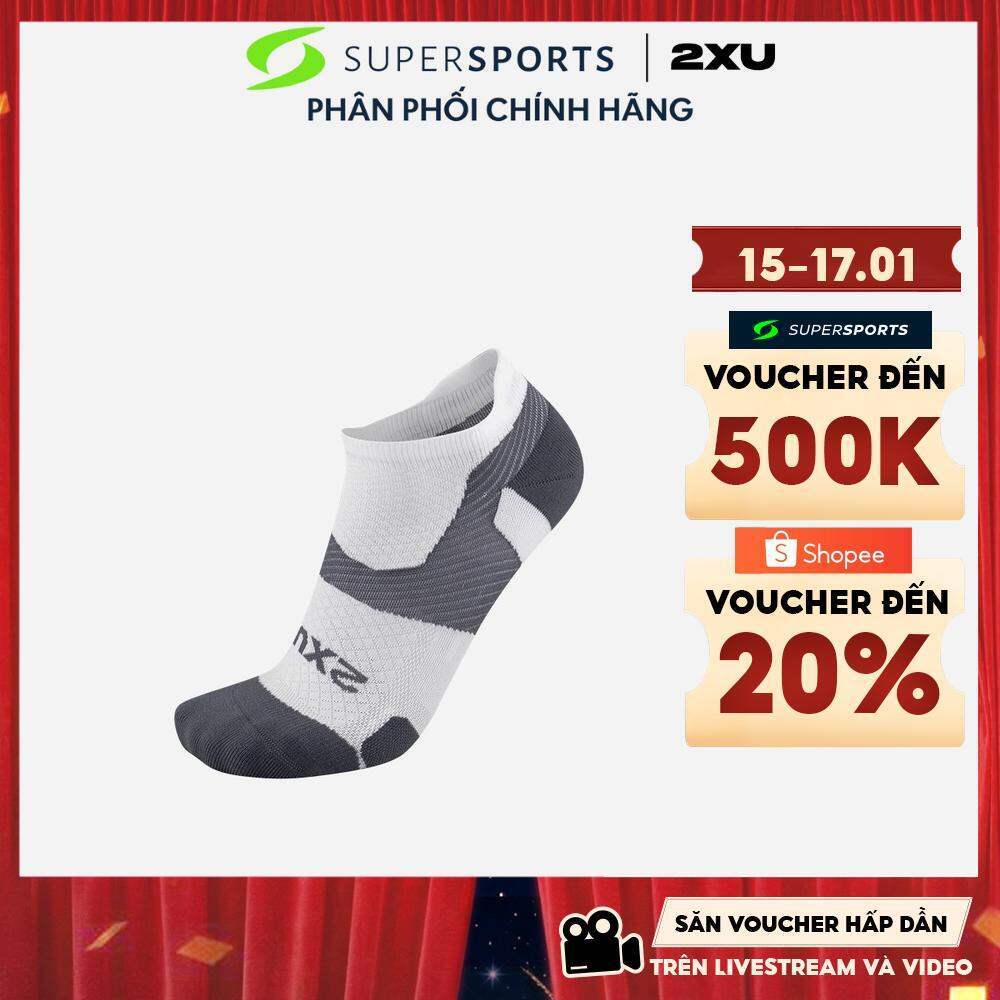 Vớ Thể Thao 2XU Vectr Light Cushion No Show - Trắng - UA5042e-WHT/GRY