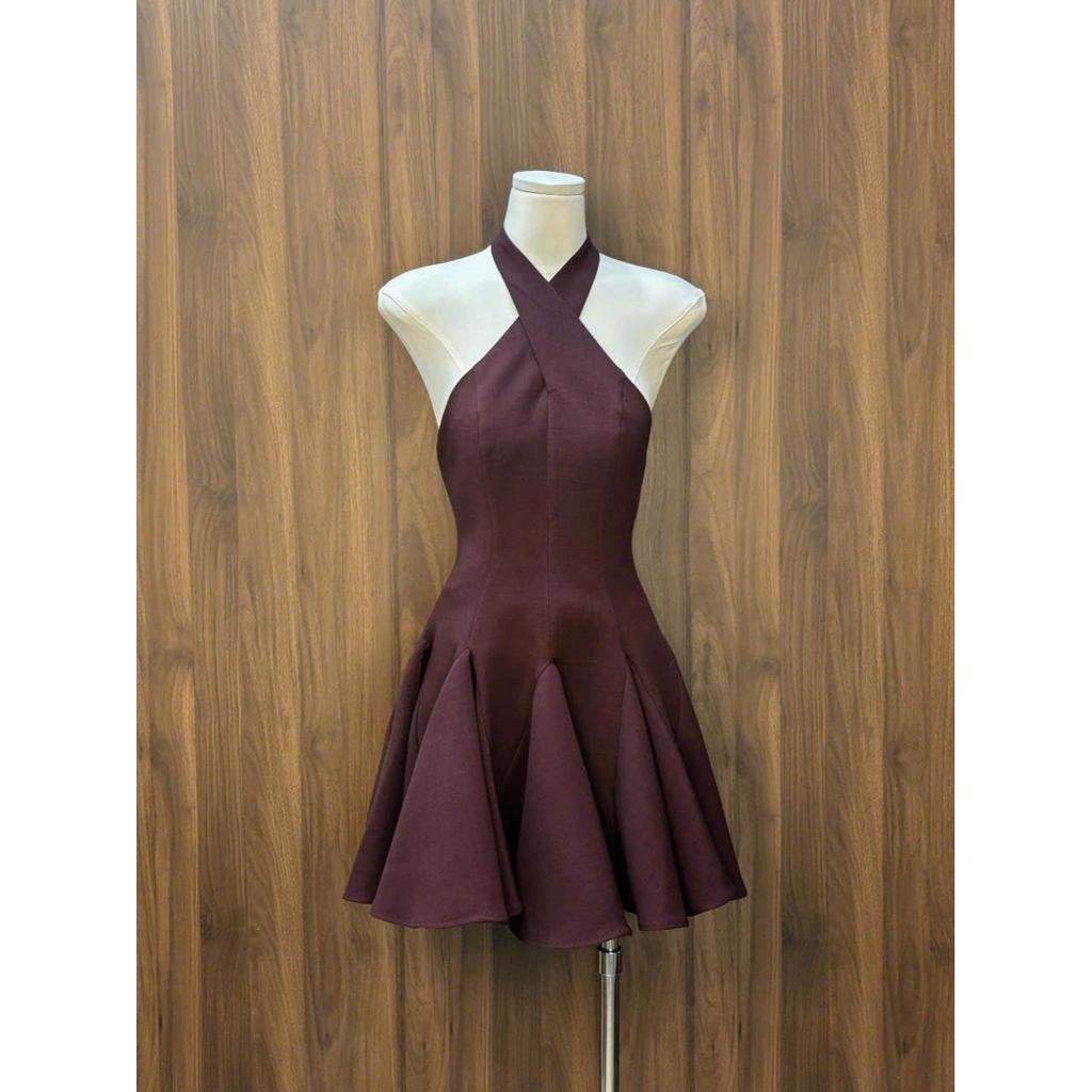 Đầm Nữ JOVEN Oni Xược Gân Mỹ Cổ Yếm Tùng Xòe