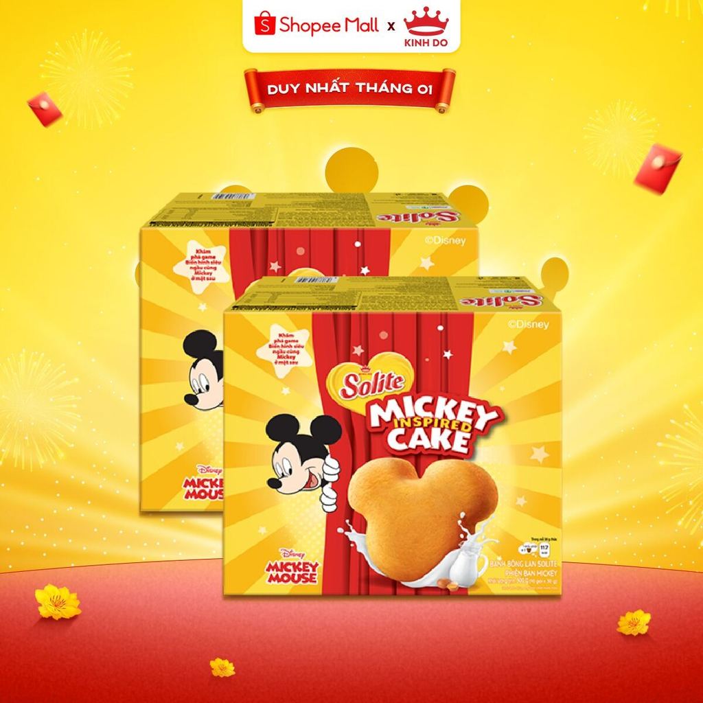 Bánh Bông Lan Solite Phiên Bản Mickey, Combo 2 Hộp X 300G/Combo 3 Hộp x 180G - LIVE