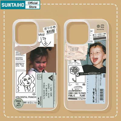 Ốp Điện Thoại Suntaiho Nhãn Nghệ Thuật Thời Trang Trong Suốt Mềm Cao Cấp Chống Sốc Cho iPhone 11 12 13 14 15 16 17 Pro Max IP 7 8 Plus X XS XR Cover