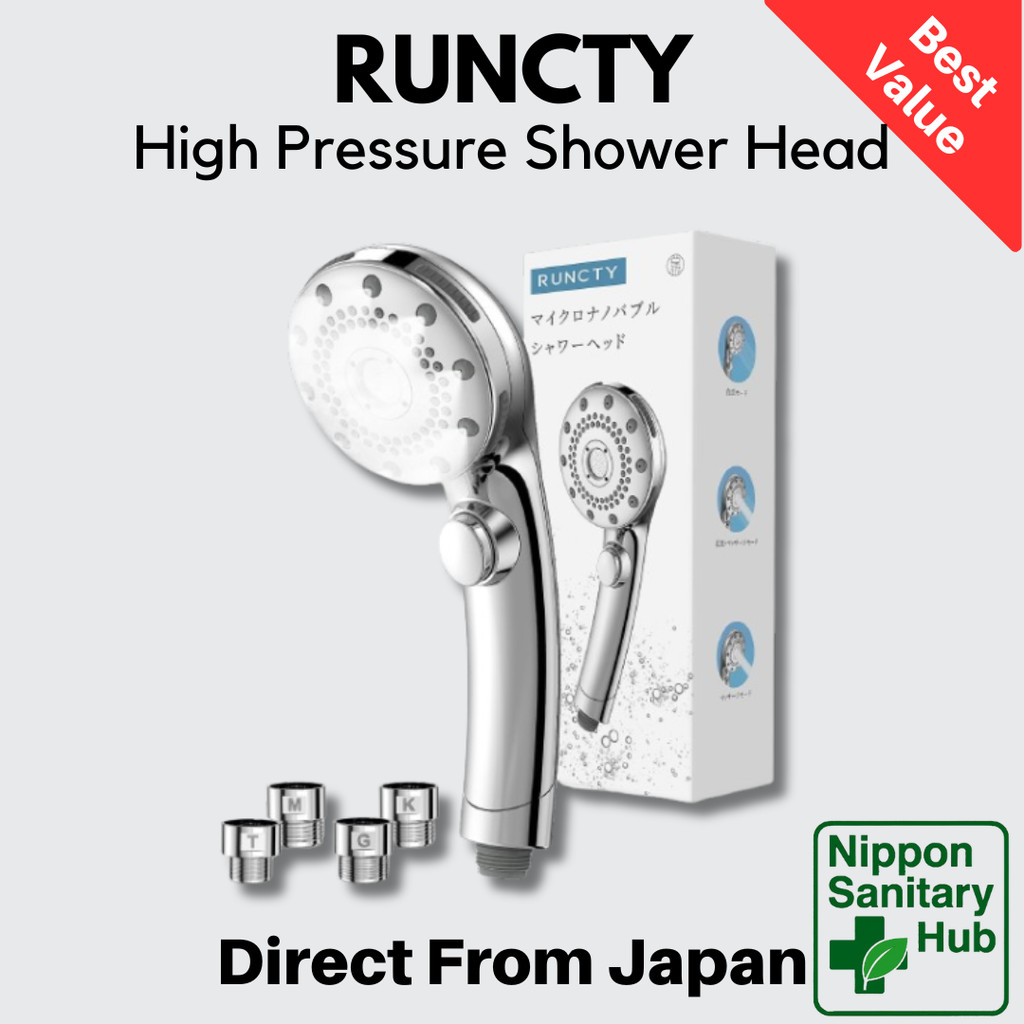 RUNCTY Nano Bubble Showerhead Handheld High Pressure Water Saving 5 Mode 1 pc Japan