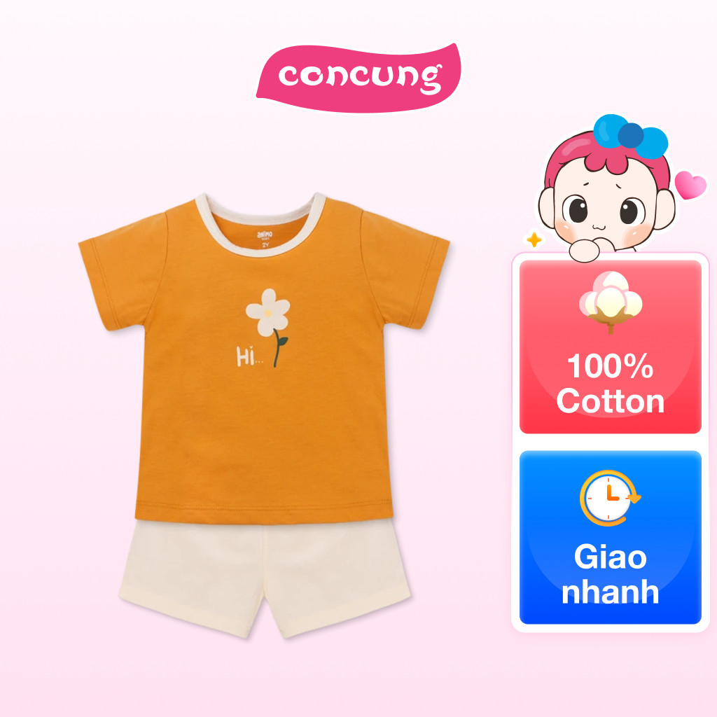 Bộ bé gái ngắn Animo Easy TX0226019 (1Y,Vàng-trắng,TT01)