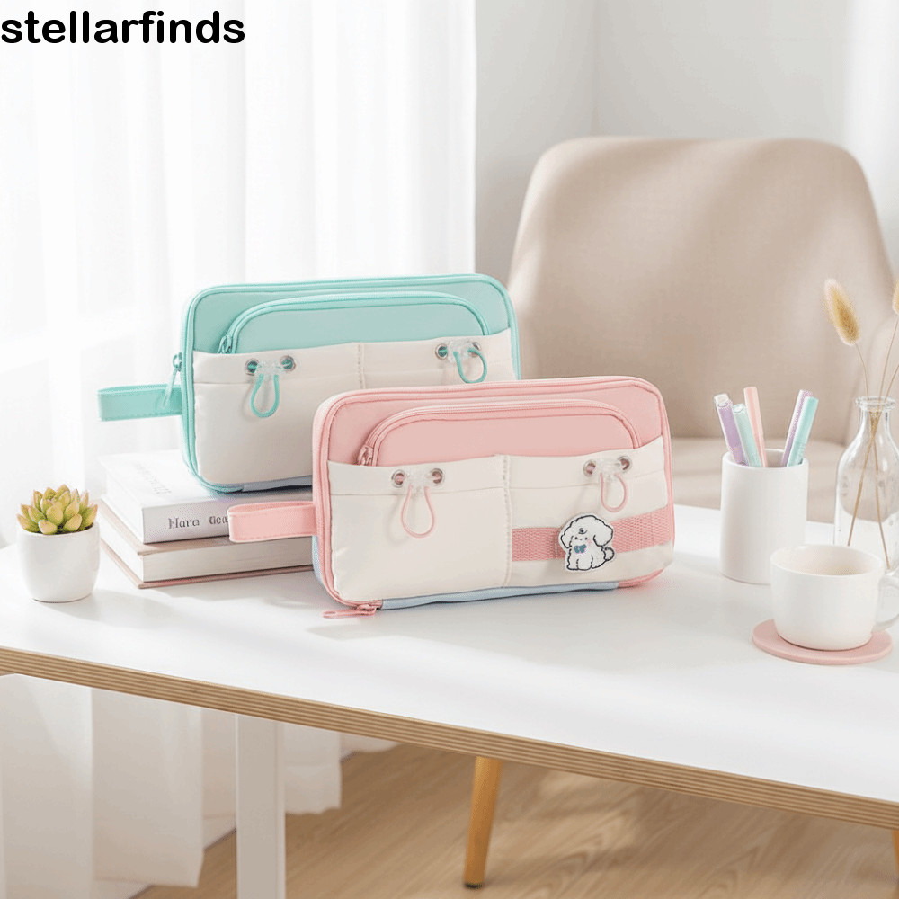 Hộp đựng bút chì học sinh QWDLID, Túi đựng bút chì dễ thương dung tích lớn INS, Đơn giản nhiều lớp M