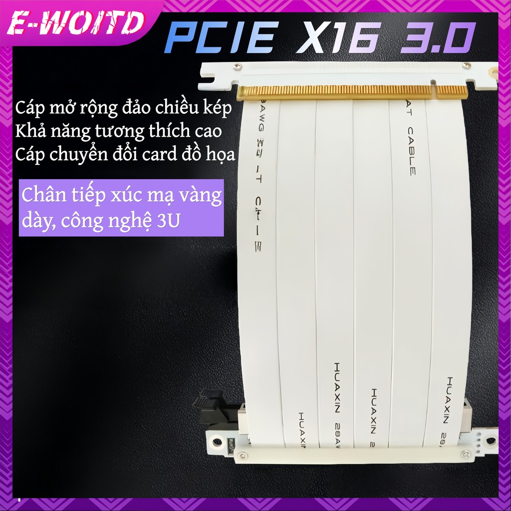 E-woitd PCIE 4.0 X16 Riser Cáp nối dài GPU hai mặt linh hoạt tốc độ cao cho RTX 4090 4080 4070 cho R