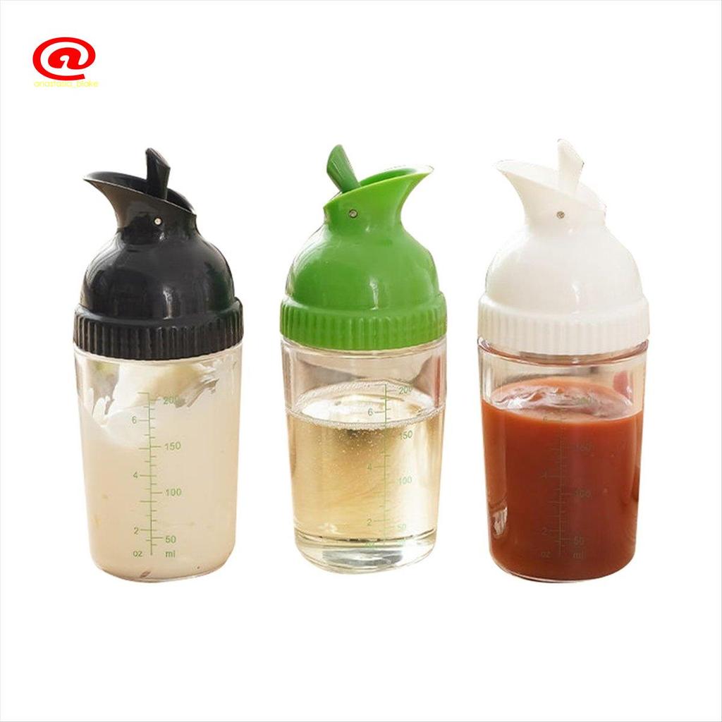 Salad Dressing Shaker Container Tự Chế Salad Dressing Chai Trộn Đo Dressing Pour Soft Grip 200ml