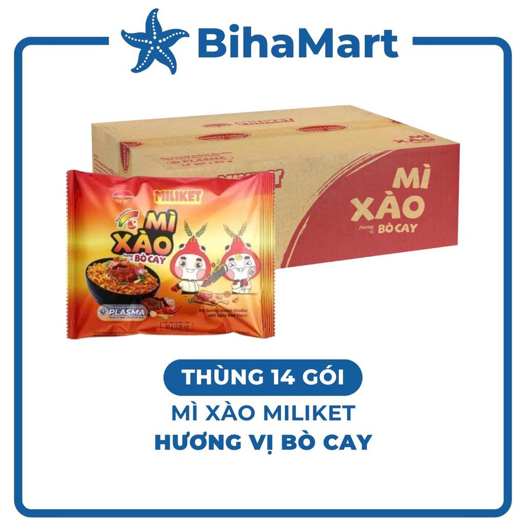 [THÙNG 14 GÓI] - COLUSA - Mì xào Miliket hương vị Bò cay, Miliket Mì xào ăn liền Miliket, Mì trộn Bò