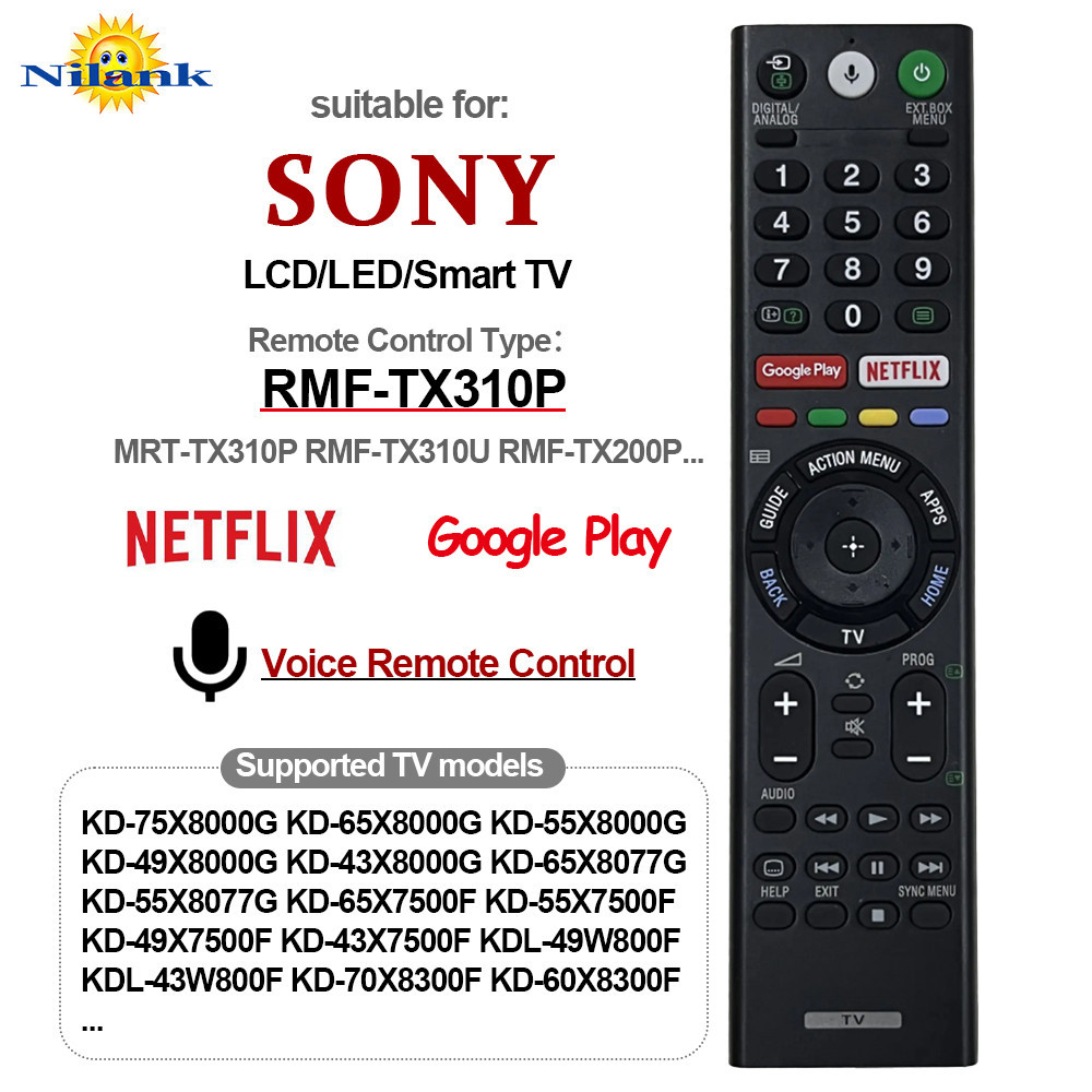 [NiLANK] Giọng nói Remote Điều Khiển SONY LCD Smart tivi  4K HD NETFLIX Google Play mrt-tx310p RMF-T
