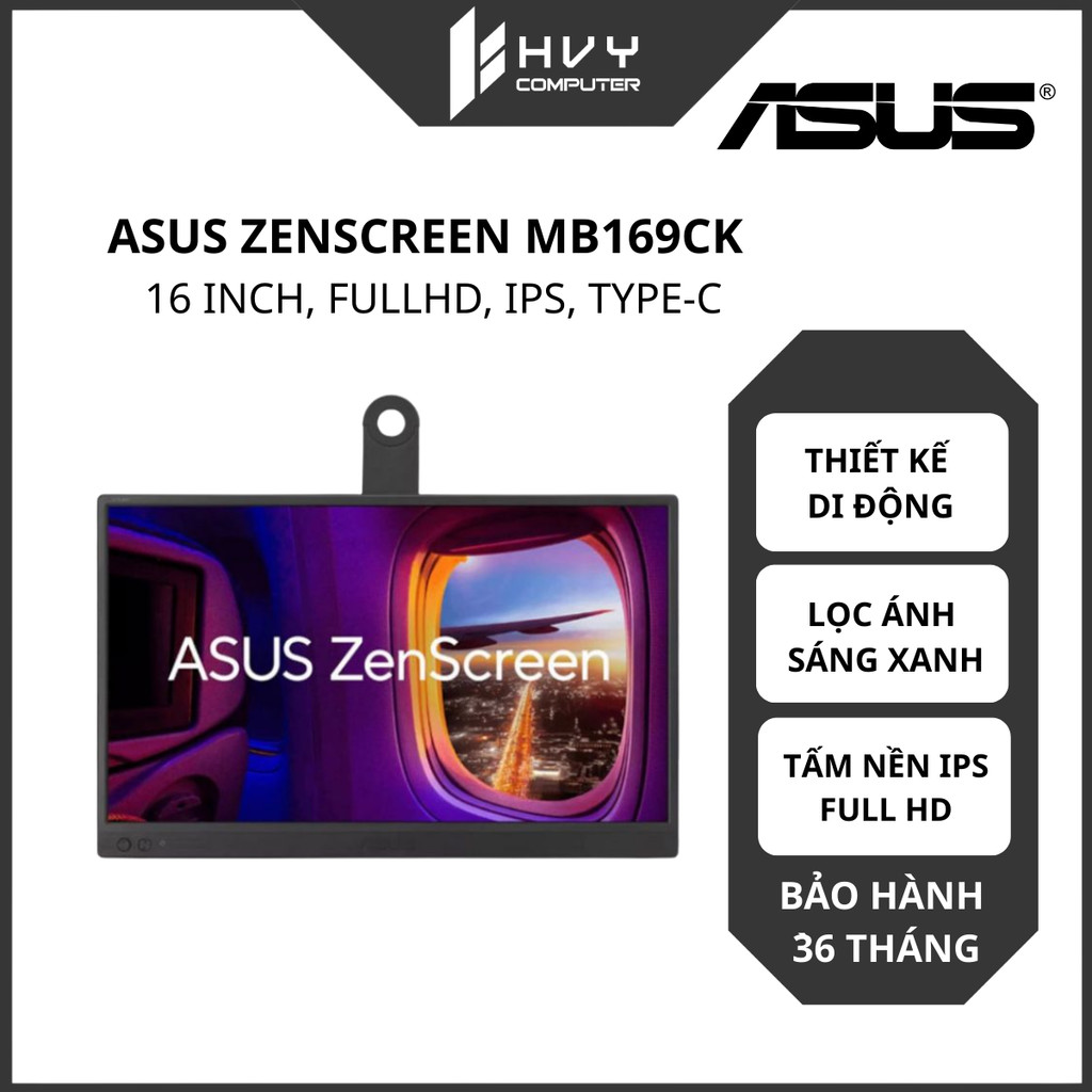 Màn hình di động ASUS ZenScreen MB169CK - 16 inch, FullHD, IPS, Kết nối USB - Hàng chính hãng
