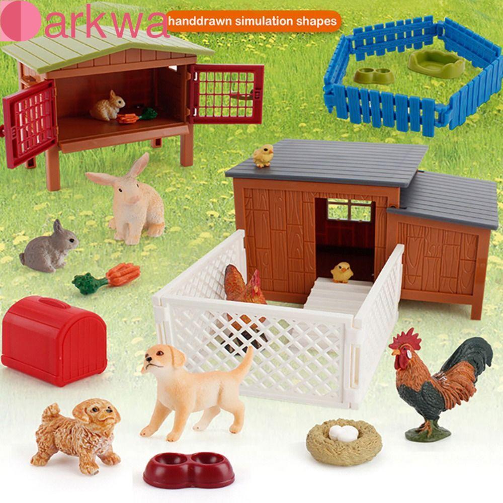 DARKWA Farm Henhouse Model Puppy Figurine Dog House Trang trí nhà cửa