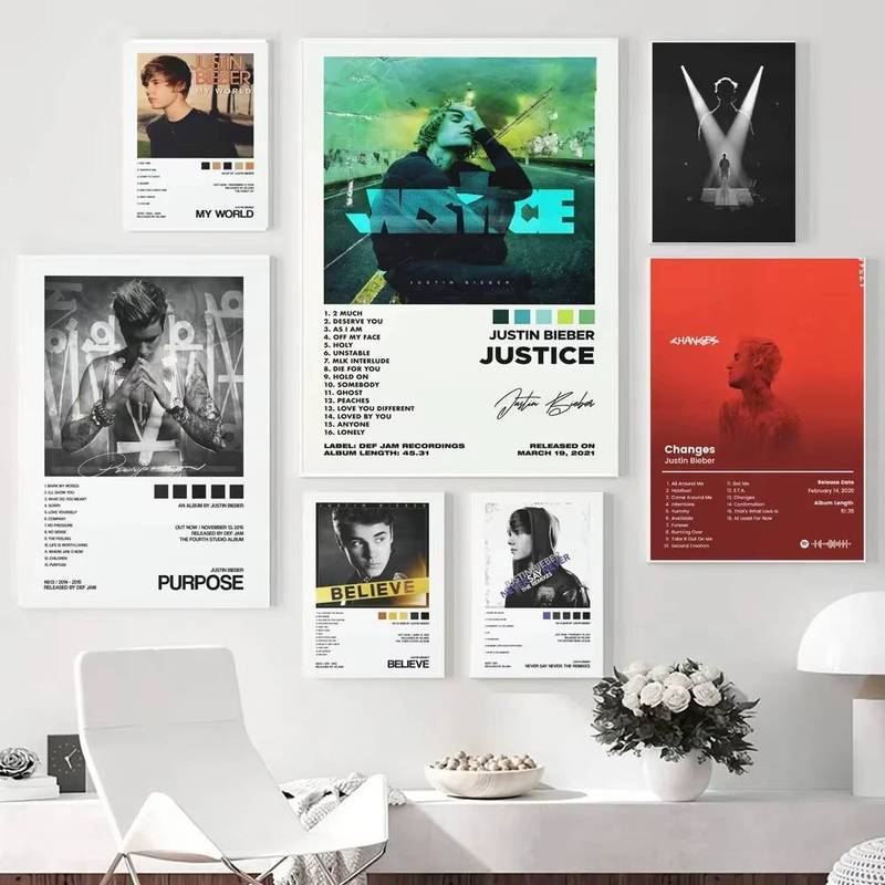 Justin Bieber Justice Album Cover Tracklist Canvas Poster Âm Nhạc Ngôi Sao Quà Tặng Phòng Trang Trí 