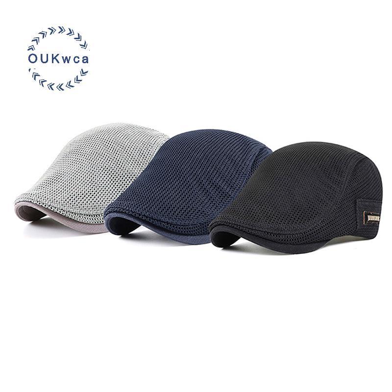 OUKwca Cabbie Flat Cap Lưới thoáng khí Newsboy Beret Ivy Cap Mới
